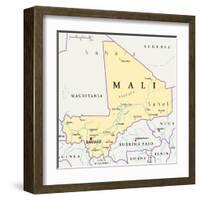 Mali Political Map-Peter Hermes Furian-Framed Art Print