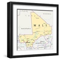 Mali Political Map-Peter Hermes Furian-Framed Art Print