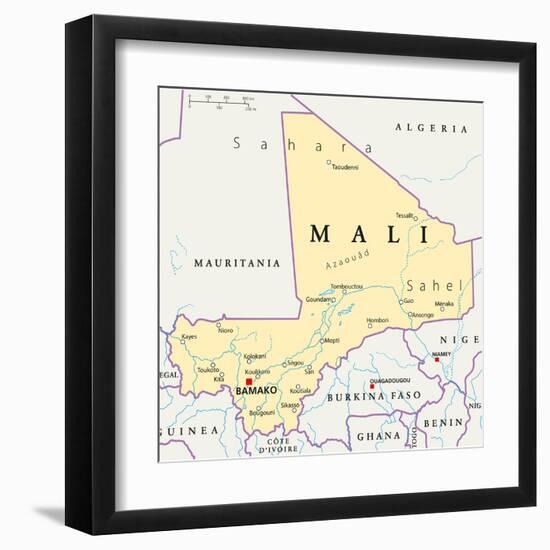 Mali Political Map-Peter Hermes Furian-Framed Art Print