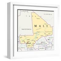 Mali Political Map-Peter Hermes Furian-Framed Art Print