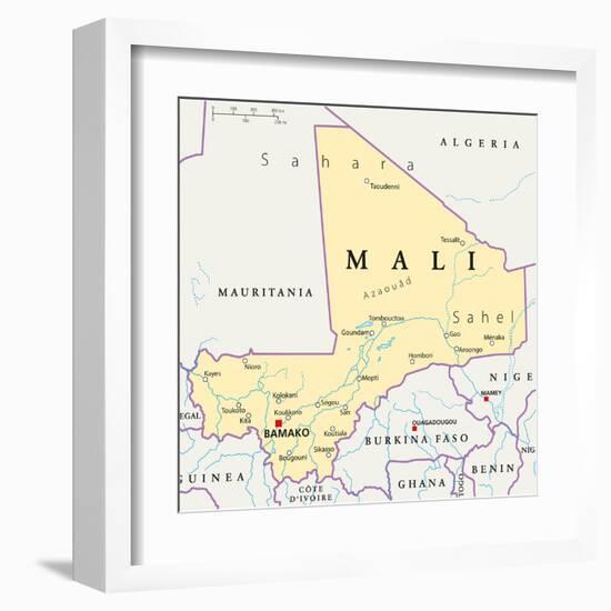 Mali Political Map-Peter Hermes Furian-Framed Art Print