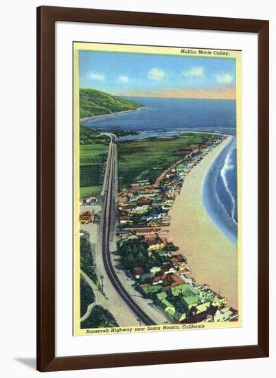 Malibu, California - Aerial View of Beach Homes Along Roosevelt Highway-Lantern Press-Framed Art Print