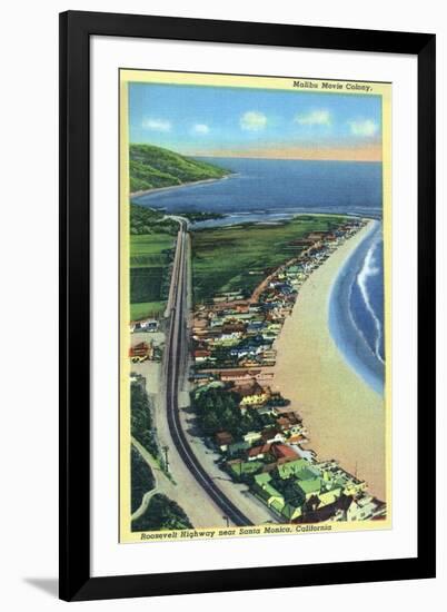 Malibu, California - Aerial View of Beach Homes Along Roosevelt Highway-Lantern Press-Framed Art Print