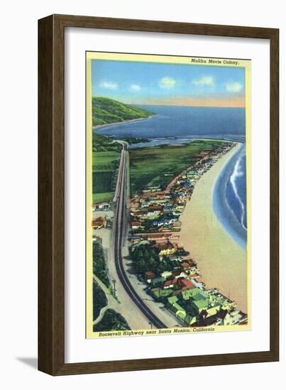 Malibu, California - Aerial View of Beach Homes Along Roosevelt Highway-Lantern Press-Framed Art Print