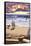 Malibu, California - Beach Scene and Surfers-Lantern Press-Framed Stretched Canvas