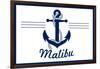 Malibu, California - Blue and White Anchor-Lantern Press-Framed Art Print
