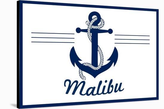 Malibu, California - Blue and White Anchor-Lantern Press-Stretched Canvas