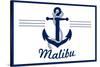 Malibu, California - Blue and White Anchor-Lantern Press-Stretched Canvas