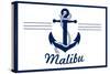 Malibu, California - Blue and White Anchor-Lantern Press-Stretched Canvas