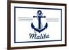 Malibu, California - Blue and White Anchor-Lantern Press-Framed Premium Giclee Print