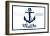 Malibu, California - Blue and White Anchor-Lantern Press-Framed Art Print