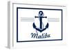 Malibu, California - Blue and White Anchor-Lantern Press-Framed Art Print