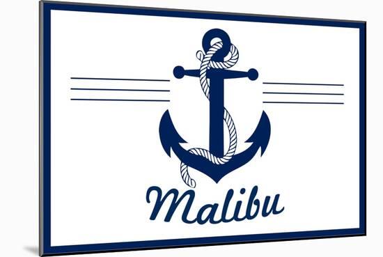 Malibu, California - Blue and White Anchor-Lantern Press-Mounted Art Print