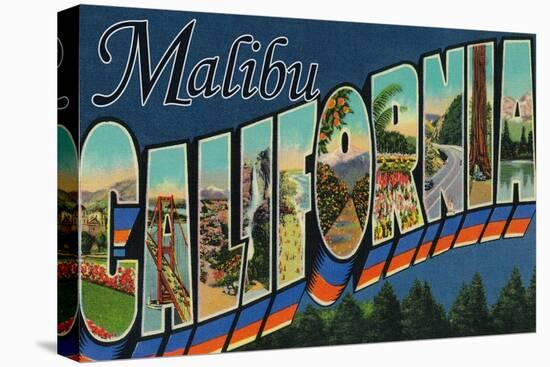 Malibu, California - Large Letter Scenes-Lantern Press-Stretched Canvas