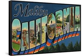 Malibu, California - Large Letter Scenes-Lantern Press-Framed Stretched Canvas