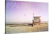 Malibu, California - Lifeguard Shack Sunrise-Lantern Press-Stretched Canvas