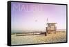 Malibu, California - Lifeguard Shack Sunrise-Lantern Press-Framed Stretched Canvas