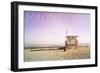 Malibu, California - Lifeguard Shack Sunrise-Lantern Press-Framed Art Print