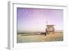 Malibu, California - Lifeguard Shack Sunrise-Lantern Press-Framed Art Print