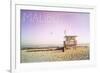 Malibu, California - Lifeguard Shack Sunrise-Lantern Press-Framed Premium Giclee Print