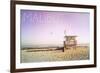 Malibu, California - Lifeguard Shack Sunrise-Lantern Press-Framed Premium Giclee Print