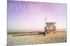 Malibu, California - Lifeguard Shack Sunrise-Lantern Press-Mounted Premium Giclee Print
