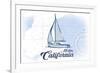Malibu, California - Sailboat - Blue - Coastal Icon-Lantern Press-Framed Premium Giclee Print