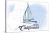Malibu, California - Sailboat - Blue - Coastal Icon-Lantern Press-Stretched Canvas