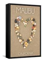 Malibu, California - Stone Heart on Sand-Lantern Press-Framed Stretched Canvas