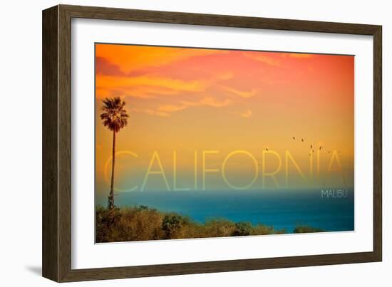 Malibu, California - Sunset and Birds-Lantern Press-Framed Art Print