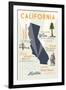 Malibu, California - Typography and Icons-Lantern Press-Framed Art Print