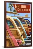 Malibu, California - Woodies Lined Up-Lantern Press-Framed Art Print