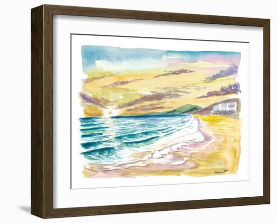 Malibu Californian Sunset with Ocean Waves-M. Bleichner-Framed Art Print