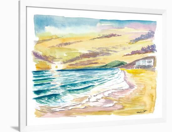 Malibu Californian Sunset with Ocean Waves-M. Bleichner-Framed Art Print