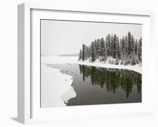 Malign River and Malign Lake in Winter, Jasper National Park, Alberta, Canada-James Hager-Framed Photographic Print