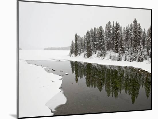 Malign River and Malign Lake in Winter, Jasper National Park, Alberta, Canada-James Hager-Mounted Photographic Print