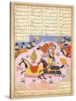 Malik Lifts Abu'l Mihjan from the Saddle, from Khavarannama (The Book of the Eas) of Ibn Husam Al-D-null-Stretched Canvas