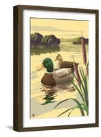 Mallard Ducks-Lantern Press-Framed Art Print