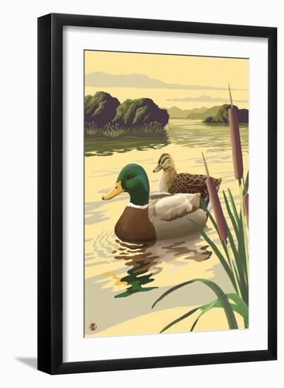 Mallard Ducks-Lantern Press-Framed Art Print