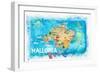 Mallorca Spain Illustrated Map with Landmarks and Highlights-M. Bleichner-Framed Art Print