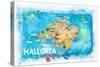 Mallorca Spain Illustrated Map with Landmarks and Highlights-M. Bleichner-Stretched Canvas