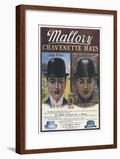 Mallory, Hats Mens Bowler, USA, 1910-null-Framed Giclee Print