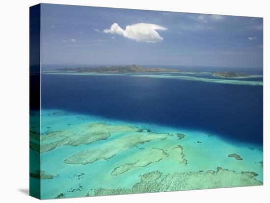 Malolo Barrier Reef and Malolo Island, Mamanuca Islands, Fiji-David Wall-Stretched Canvas