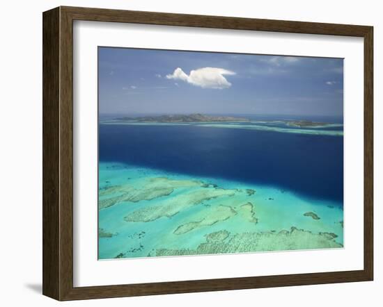 Malolo Barrier Reef and Malolo Island, Mamanuca Islands, Fiji-David Wall-Framed Premium Photographic Print