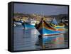 Malta, Europe, Colourful Traditional Maltese Boats known Locally as 'Luzzu' in the Village of Marsa-Ken Scicluna-Framed Stretched Canvas