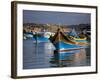 Malta, Europe, Colourful Traditional Maltese Boats known Locally as 'Luzzu' in the Village of Marsa-Ken Scicluna-Framed Photographic Print