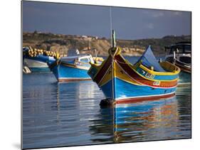 Malta, Europe, Colourful Traditional Maltese Boats known Locally as 'Luzzu' in the Village of Marsa-Ken Scicluna-Mounted Photographic Print