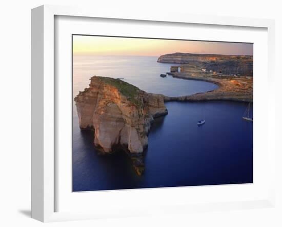 Malta, Gozo, Dwejra; 'Fungus Rock' Named So, Because of the Plant Growing on It-Ken Sciclina-Framed Photographic Print