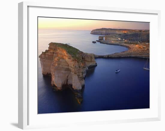 Malta, Gozo, Dwejra; 'Fungus Rock' Named So, Because of the Plant Growing on It-Ken Sciclina-Framed Photographic Print