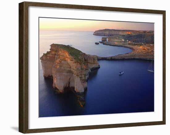 Malta, Gozo, Dwejra; 'Fungus Rock' Named So, Because of the Plant Growing on It-Ken Sciclina-Framed Photographic Print